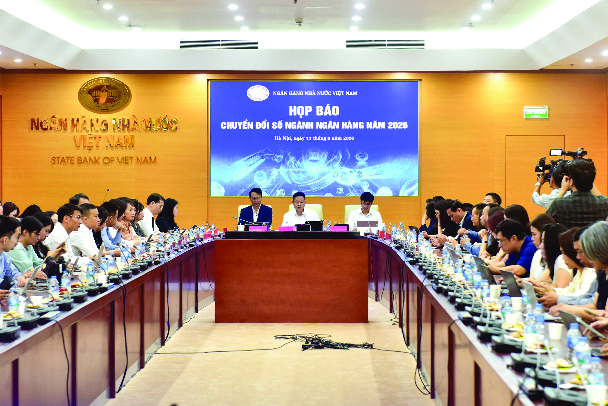 Họp báo Chuyển đổi số ngành Ngân hàng năm 2026 với chủ đề “Ngân hàng thông minh trong kỷ nguyên dữ liệu và AI” do Ngân hàng Nhà nước Việt Nam tổ chức, ngày 11/8/2026.